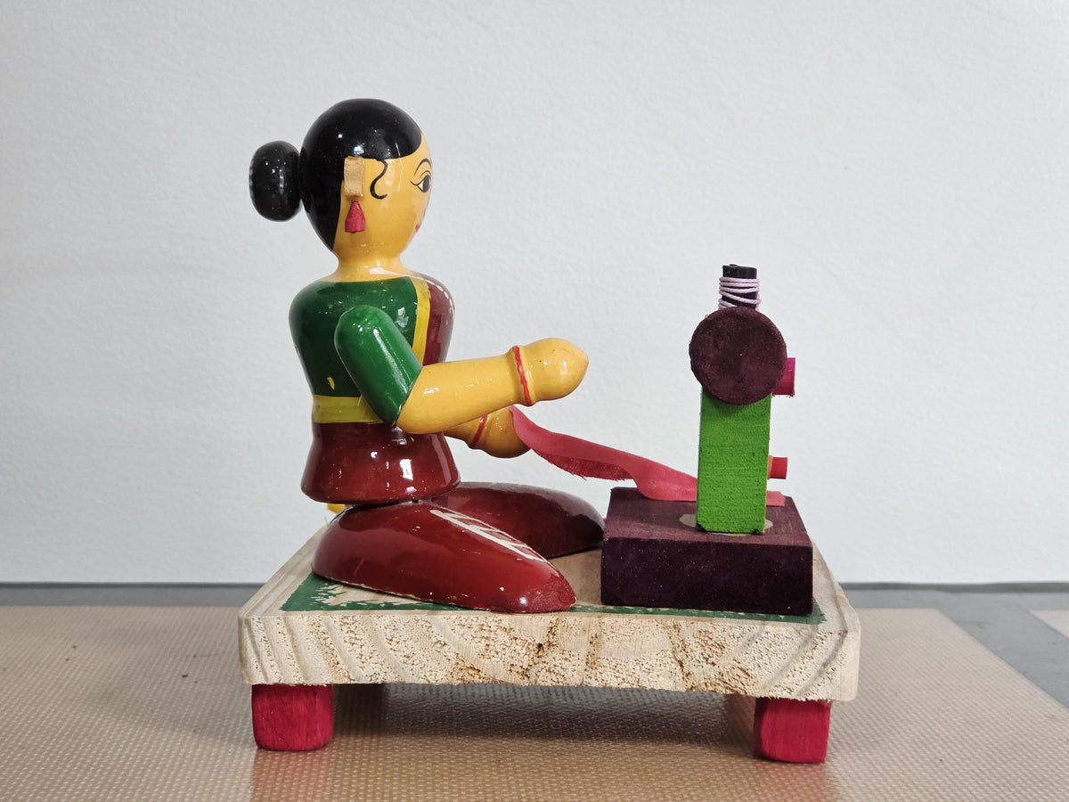 Sewing Lady Doll with Miniature Sewing Machine | Navaratri Golu, Bommala Koluvu Decor | Gift for Sewing Lovers