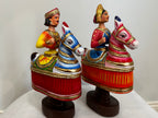 Kondapalli king and queen on horseback bobble dolls, paper mache