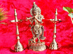 Brass Lord Krishna Statue with Flute - Pooja Mandir Decor