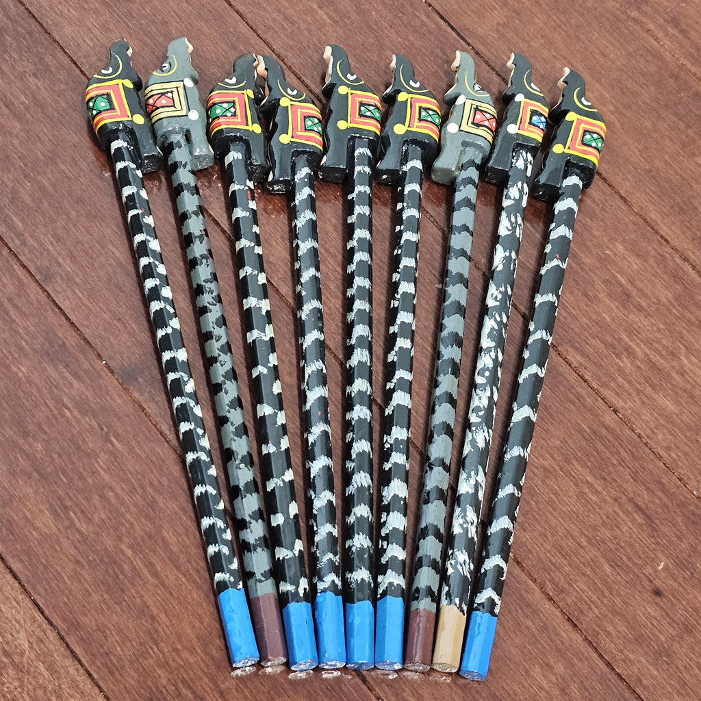 Wooden pencils with painted animal and bird toppers for kids