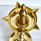 Pair of brass tower oil lamps (deepalu), 13.5 inch