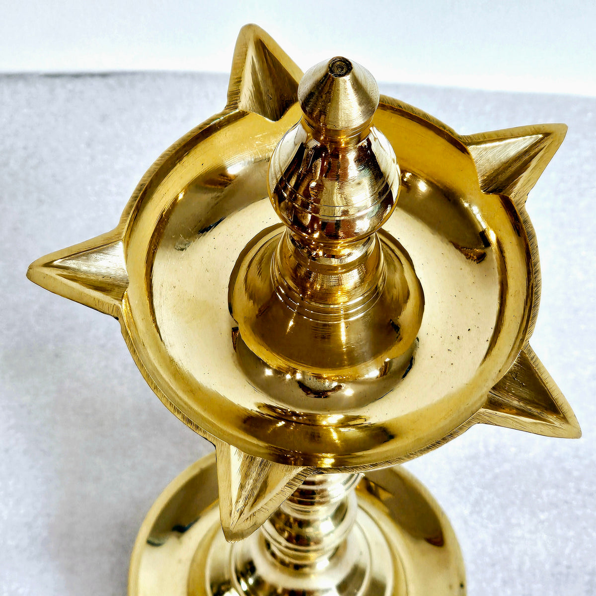 Pair of brass tower oil lamps (deepalu), 13.5 inch