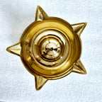 Pair of brass tower oil lamps (deepalu), 13.5 inch