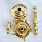 Pair of brass tower oil lamps (deepalu), 13.5 inch