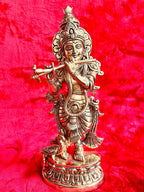 Brass Lord Krishna Statue with Flute - Pooja Mandir Decor