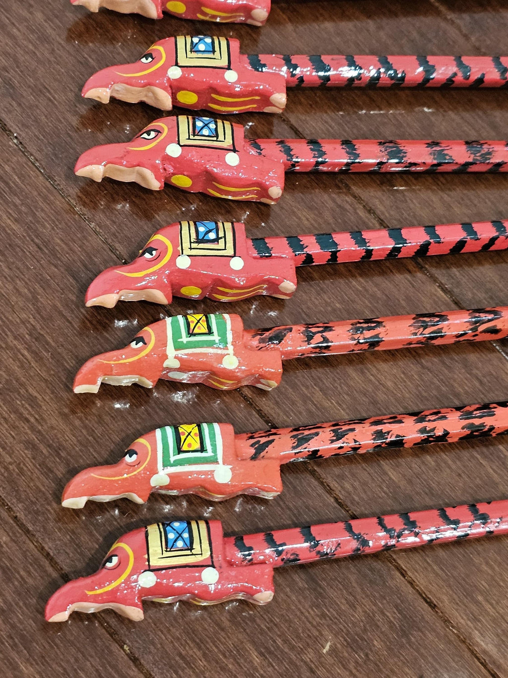 Wooden pencils with painted animal and bird toppers for kids