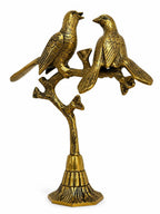 Brass Bird Pair on Tree Sculpture  10” | Decorative Brass Birds | Indian Home Decor | Bird Figurine | Housewarming Wedding Gift