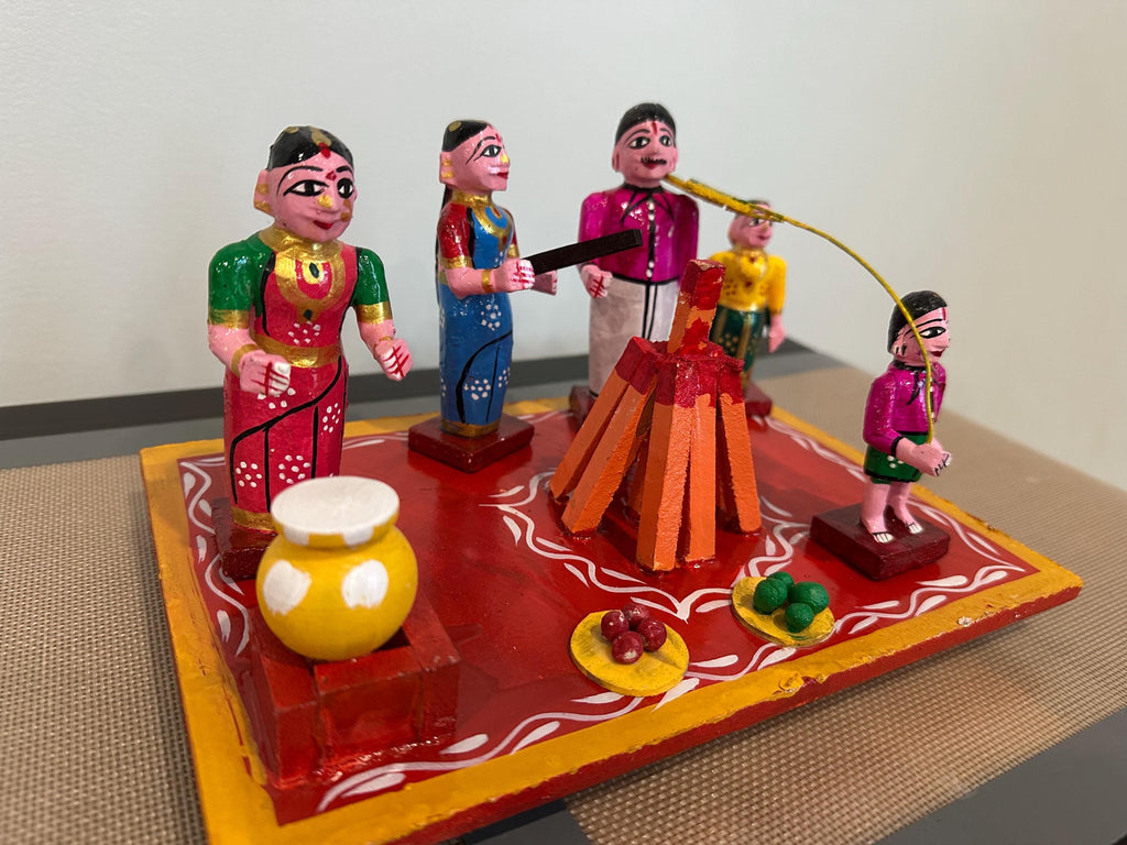 Sankranti Bhogi fire festival made of wood.