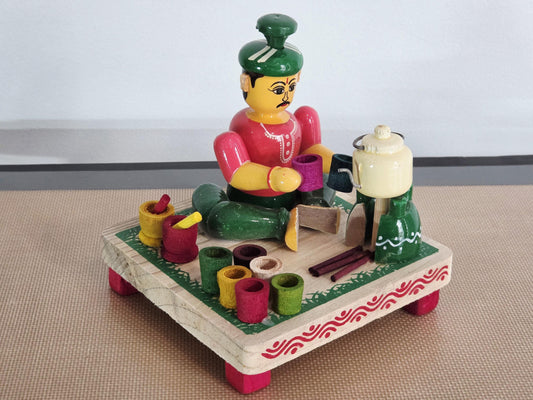Tea Seller Doll with Miniature Kettle | Chaiwala Figurine | Navaratri Golu | Bommala Koluvu Decor