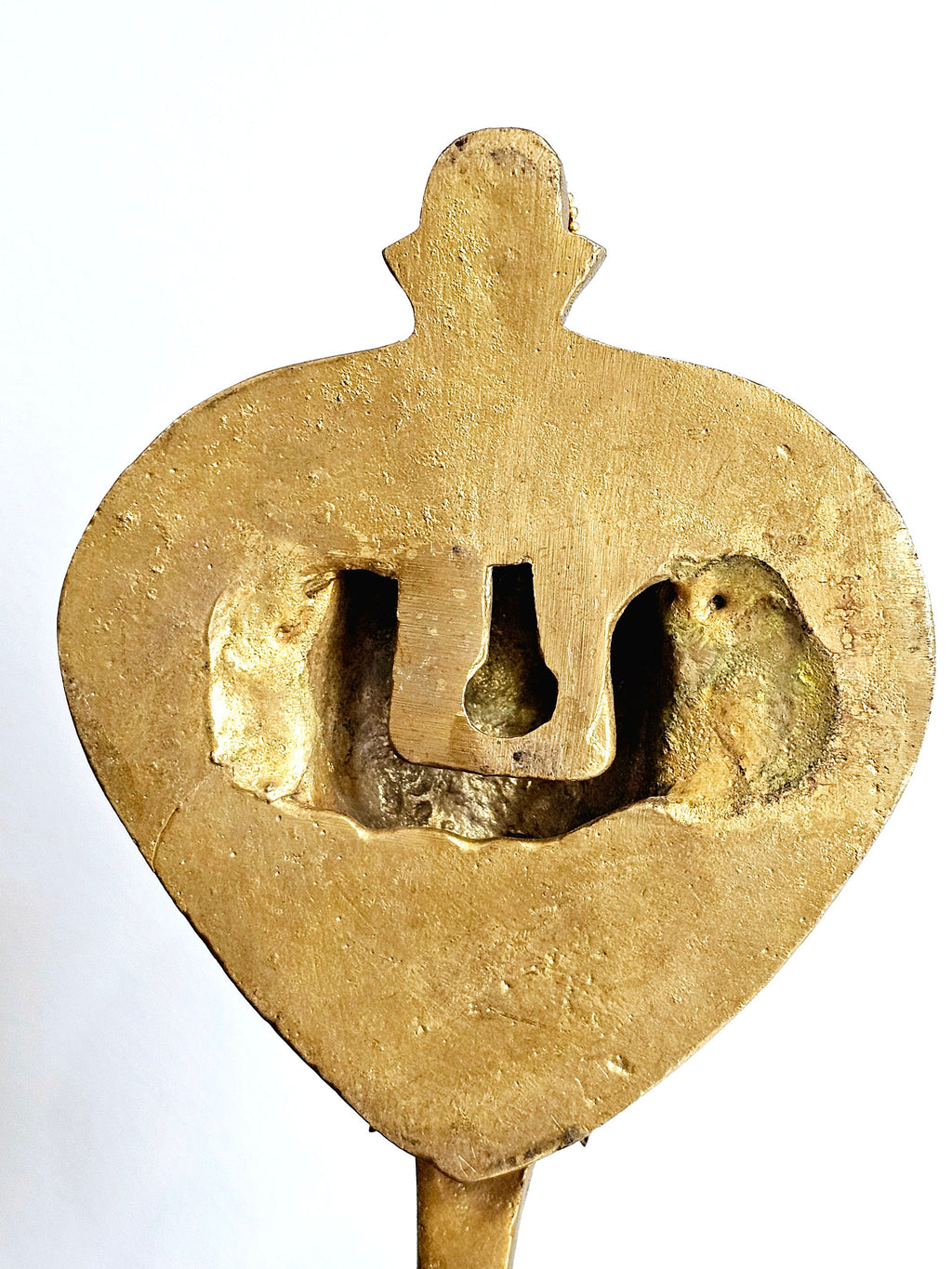 Brass Ganesha wall hanging with diya and bell, 11 inch