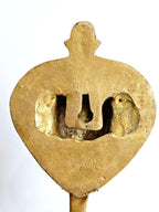 Brass Ganesha wall hanging with diya and bell, 11 inch