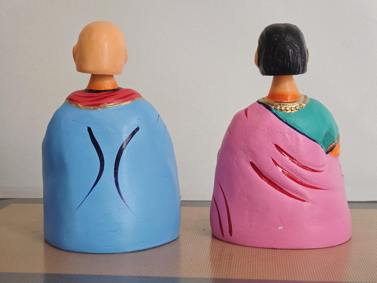 Thatha Paati bobble head doll pair, nodding grandpa and grandma
