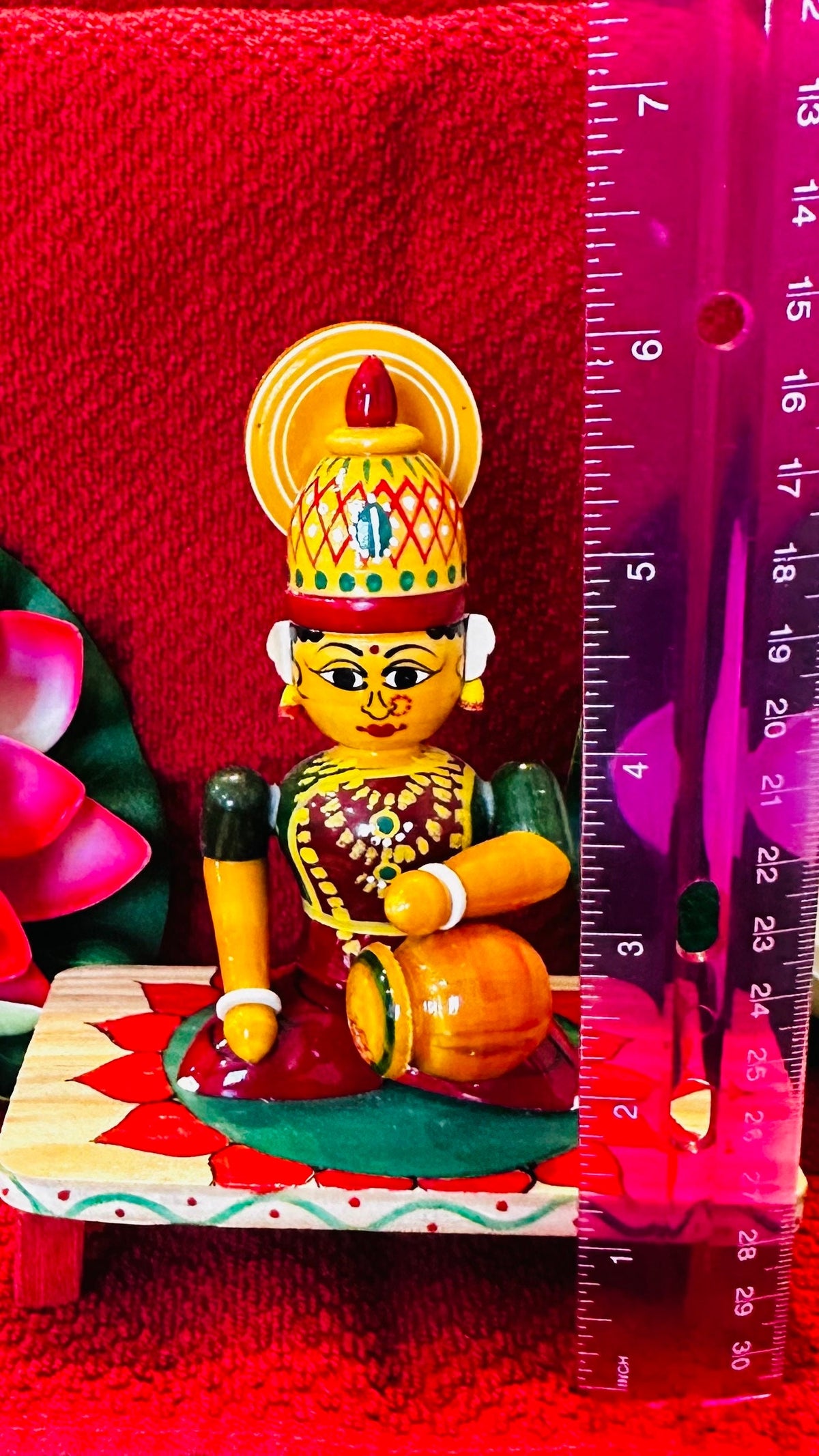 Lakshmi Devi Etikoppaka Doll: Hindu Goddess of Wealth, Indian Decor