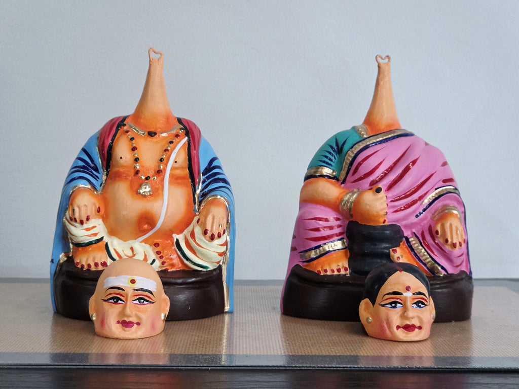 Thatha Paati bobble head doll pair, nodding grandpa and grandma