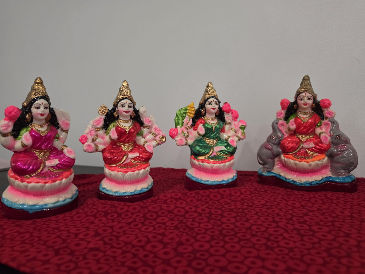 Ashta Lakshmi Golu Doll Set of 8 – 6 Inch Hand-Painted Clay Navarathri Golu | Bommala Koluvu