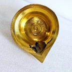 Brass Kamakshi deepam with Goddess Lakshmi, 5 inch pooja lamp