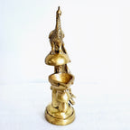 Brass peacock diya lamp (vilakku), 8.5 inch, for Diwali and pooja