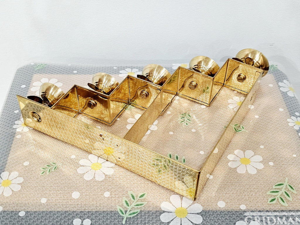 Brass deepam metlu diya stairs, 12 inch stepped brass lamp stand for Diwali
