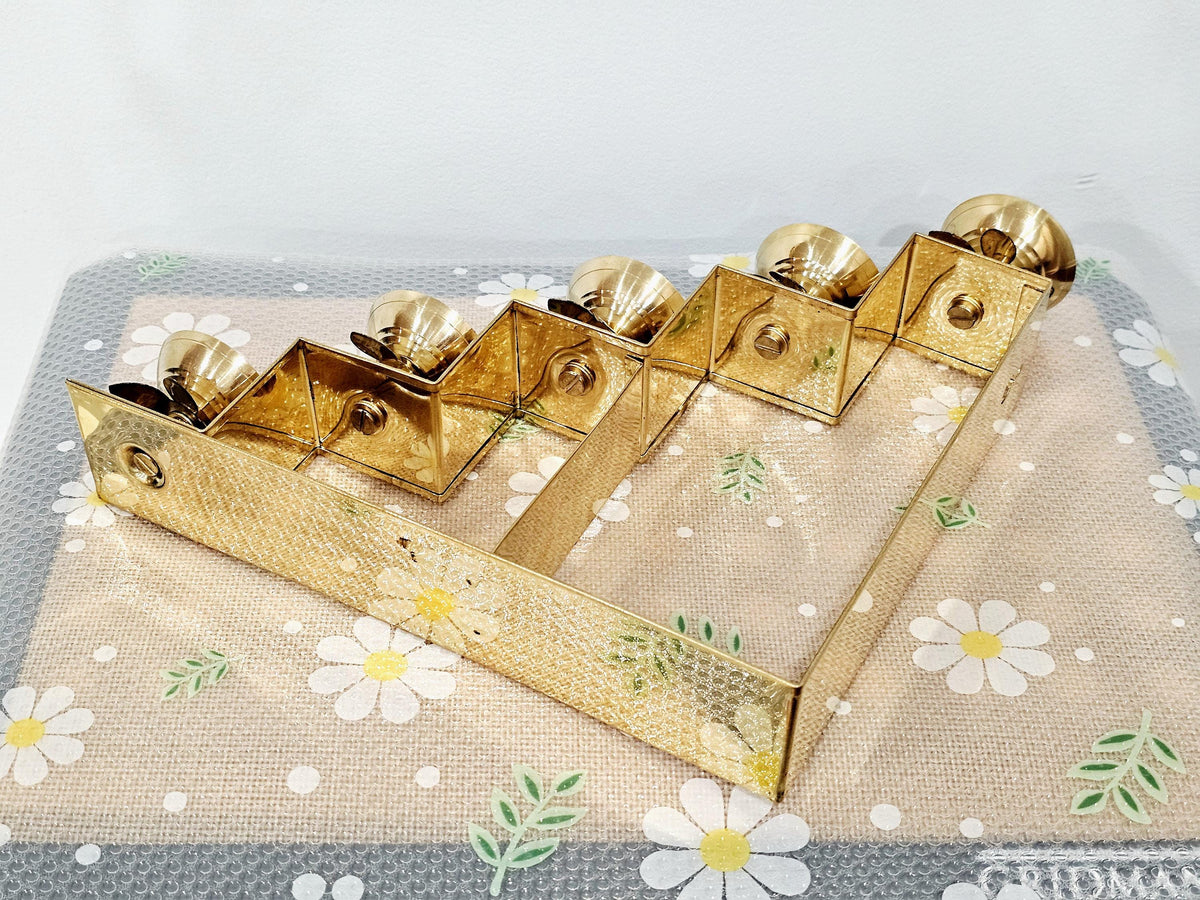 Brass deepam metlu diya stairs, 12 inch stepped brass lamp stand for Diwali