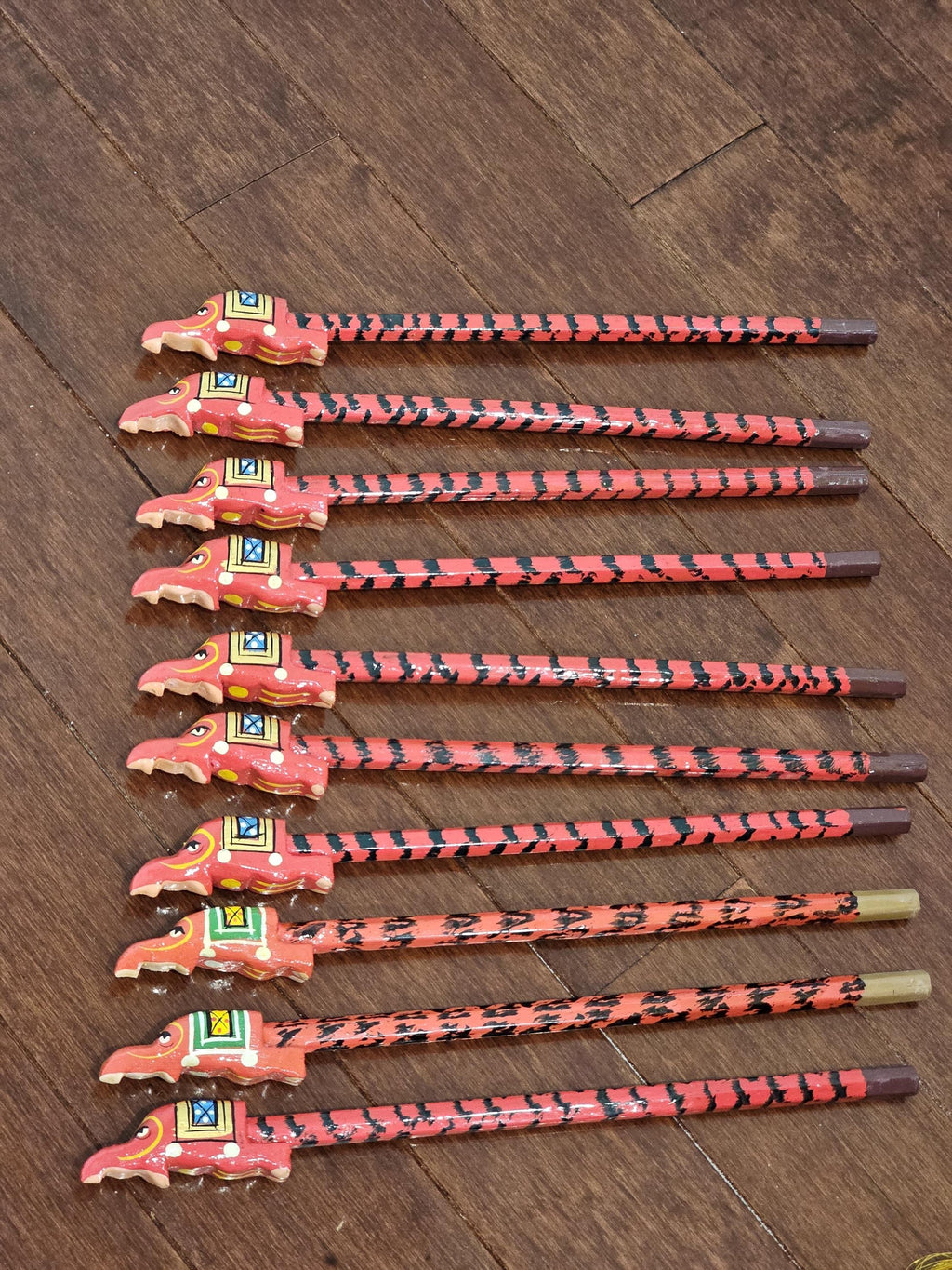 Wooden pencils with painted animal and bird toppers for kids
