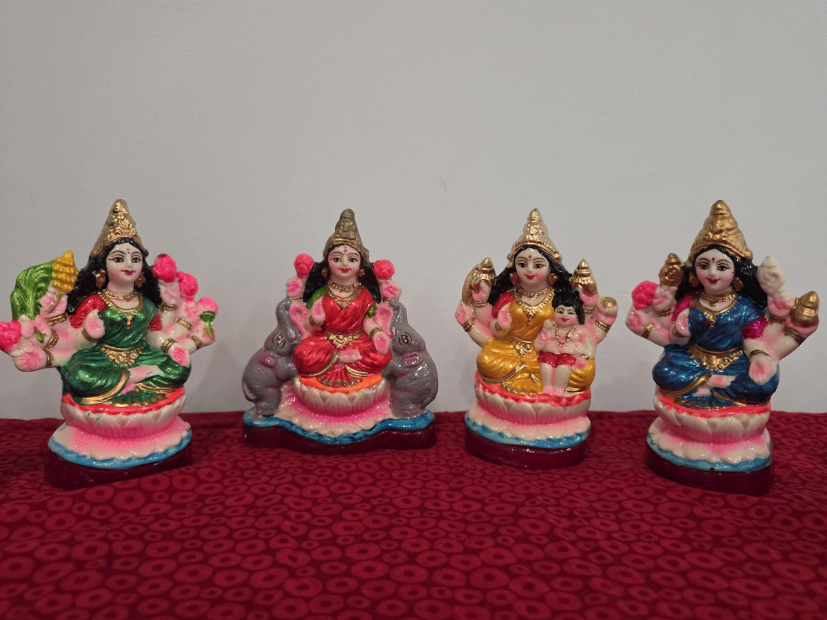 Ashta Lakshmi Golu Doll Set of 8 – 6 Inch Hand-Painted Clay Navarathri Golu | Bommala Koluvu