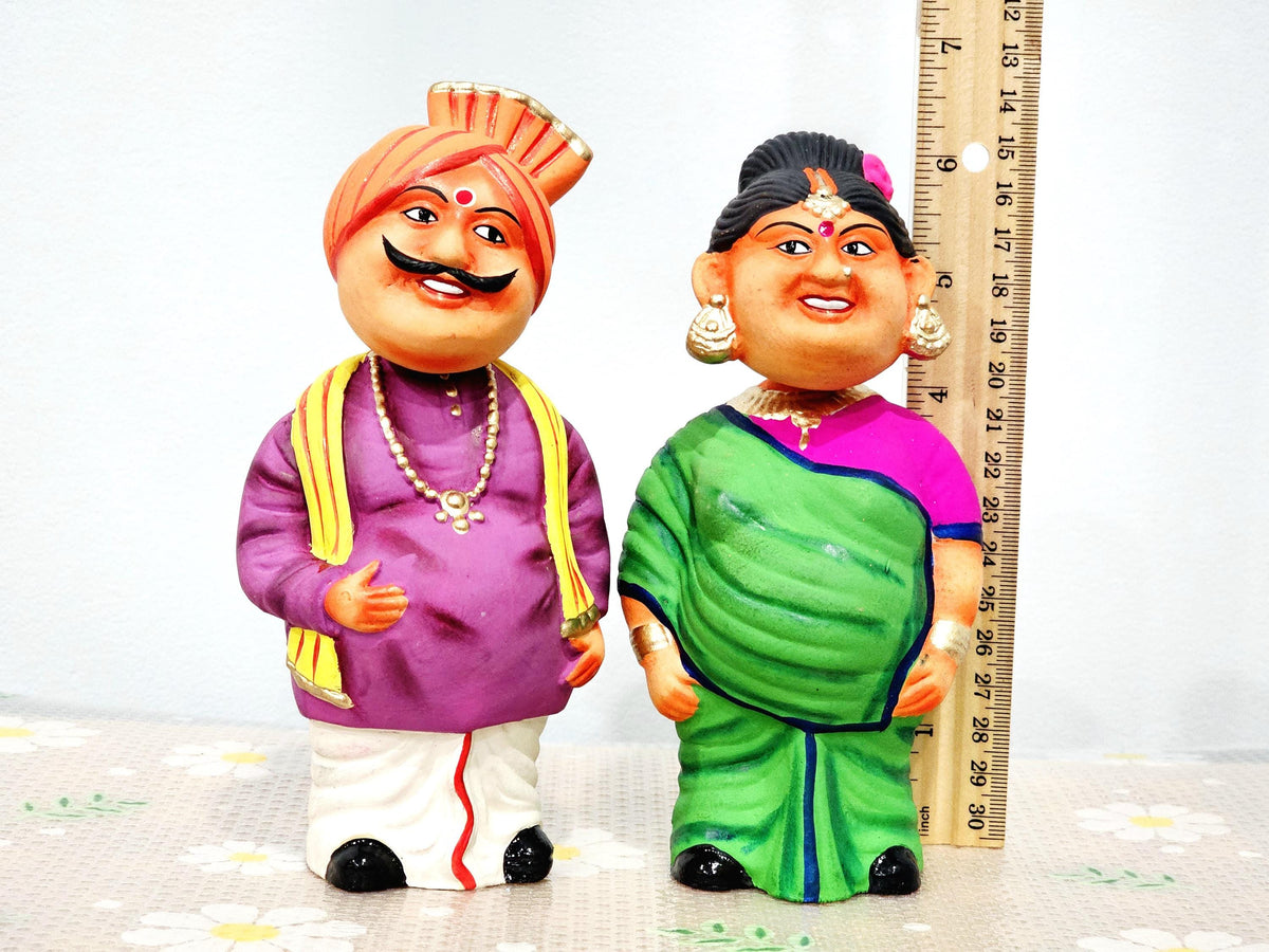 Taata Bamma Couple Bobble Head Toys - Indian Home Decor