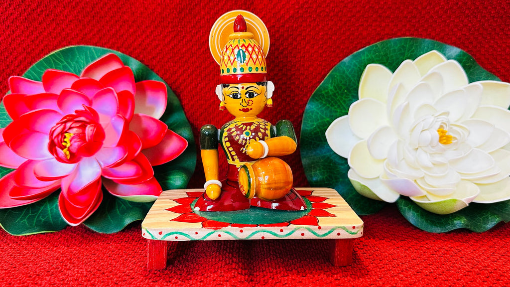 Lakshmi Devi Etikoppaka Doll: Hindu Goddess of Wealth, Indian Decor