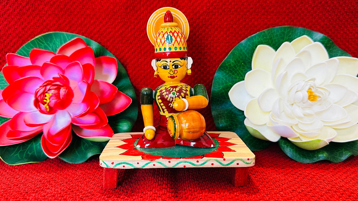 Lakshmi Devi Etikoppaka Doll: Hindu Goddess of Wealth, Indian Decor