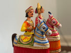 Kondapalli king and queen on horseback bobble dolls, paper mache