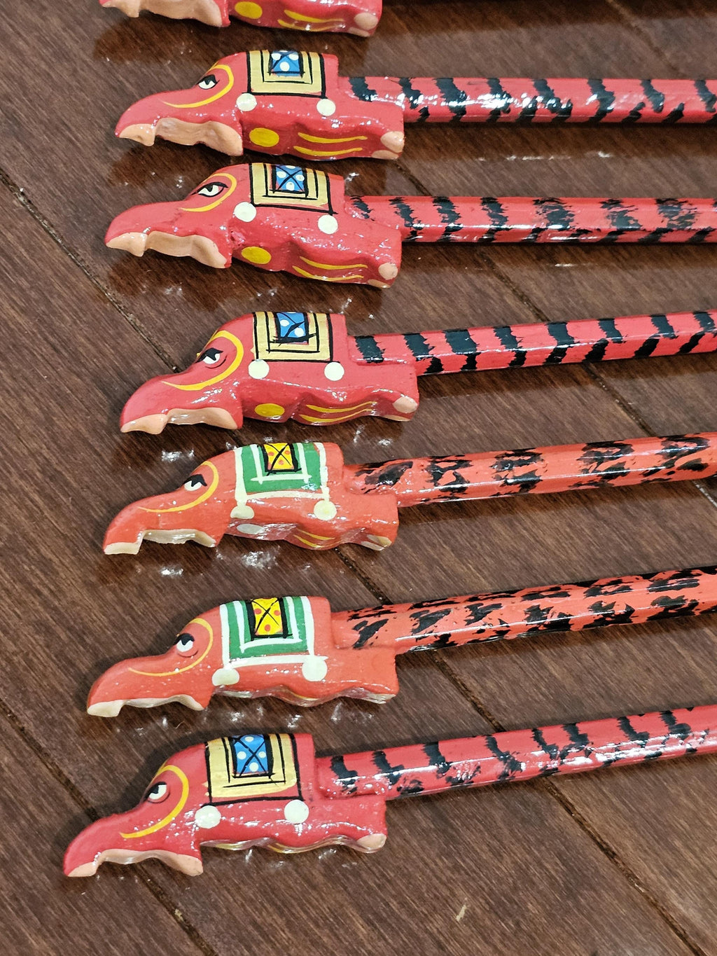 Wooden pencils with painted animal and bird toppers for kids