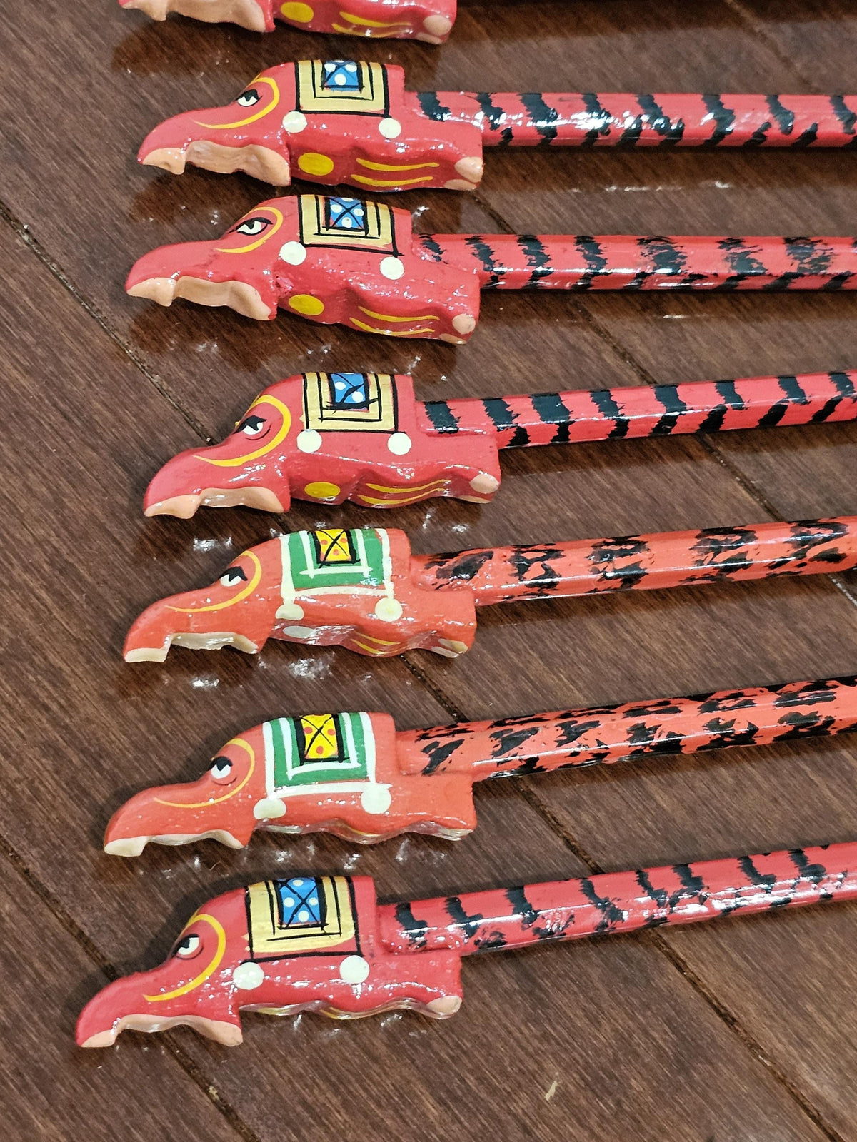 Wooden pencils with painted animal and bird toppers for kids