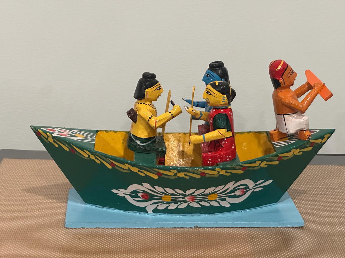 Rama and Sita on Guha boat episode from Ramayana
