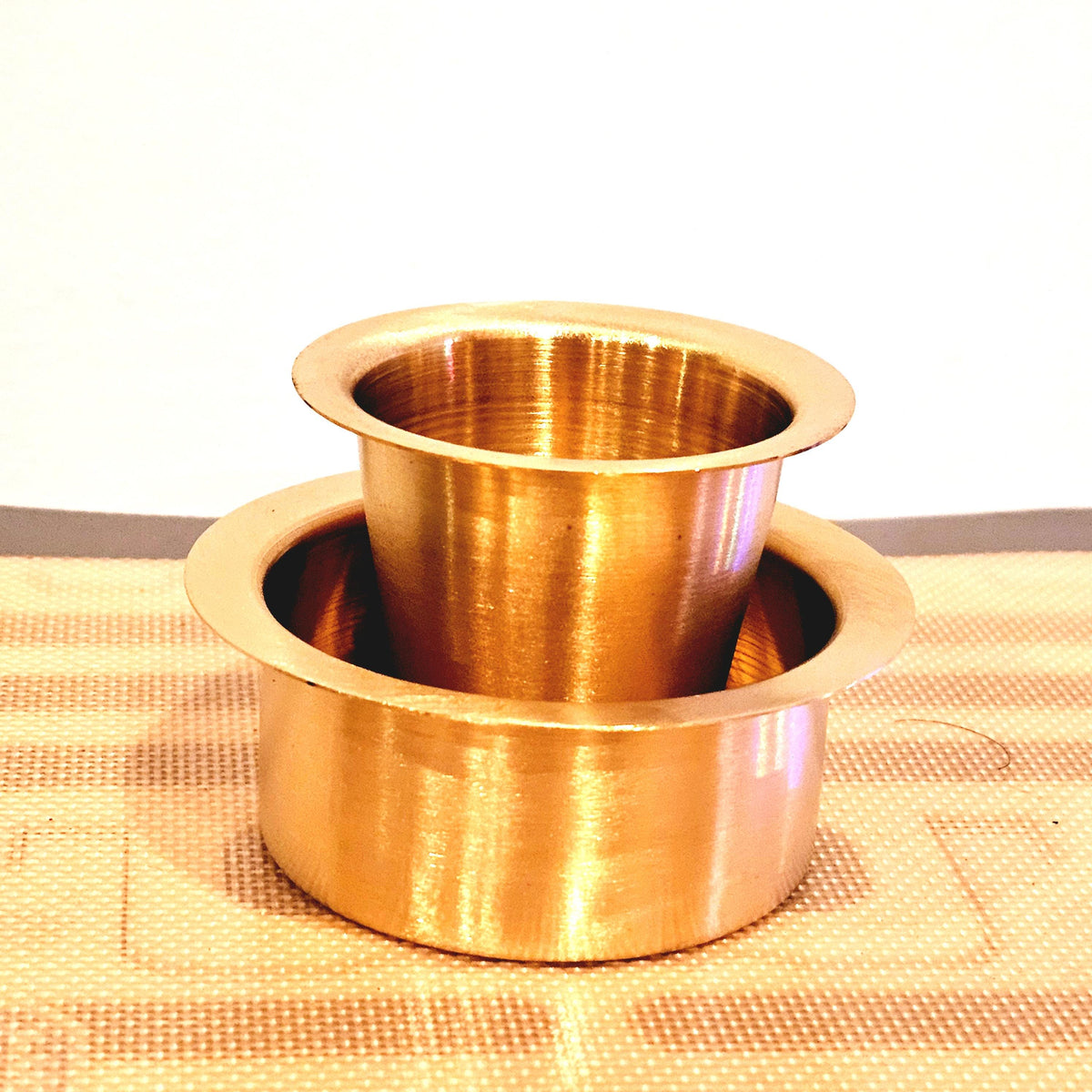 Brass Tea/Filter Coffee Tumbler and Saucer | Set of 4.