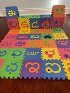Telugu alphabet foam puzzle play mat with 52 letter tiles