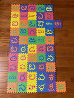 Telugu alphabet foam puzzle play mat with 52 letter tiles