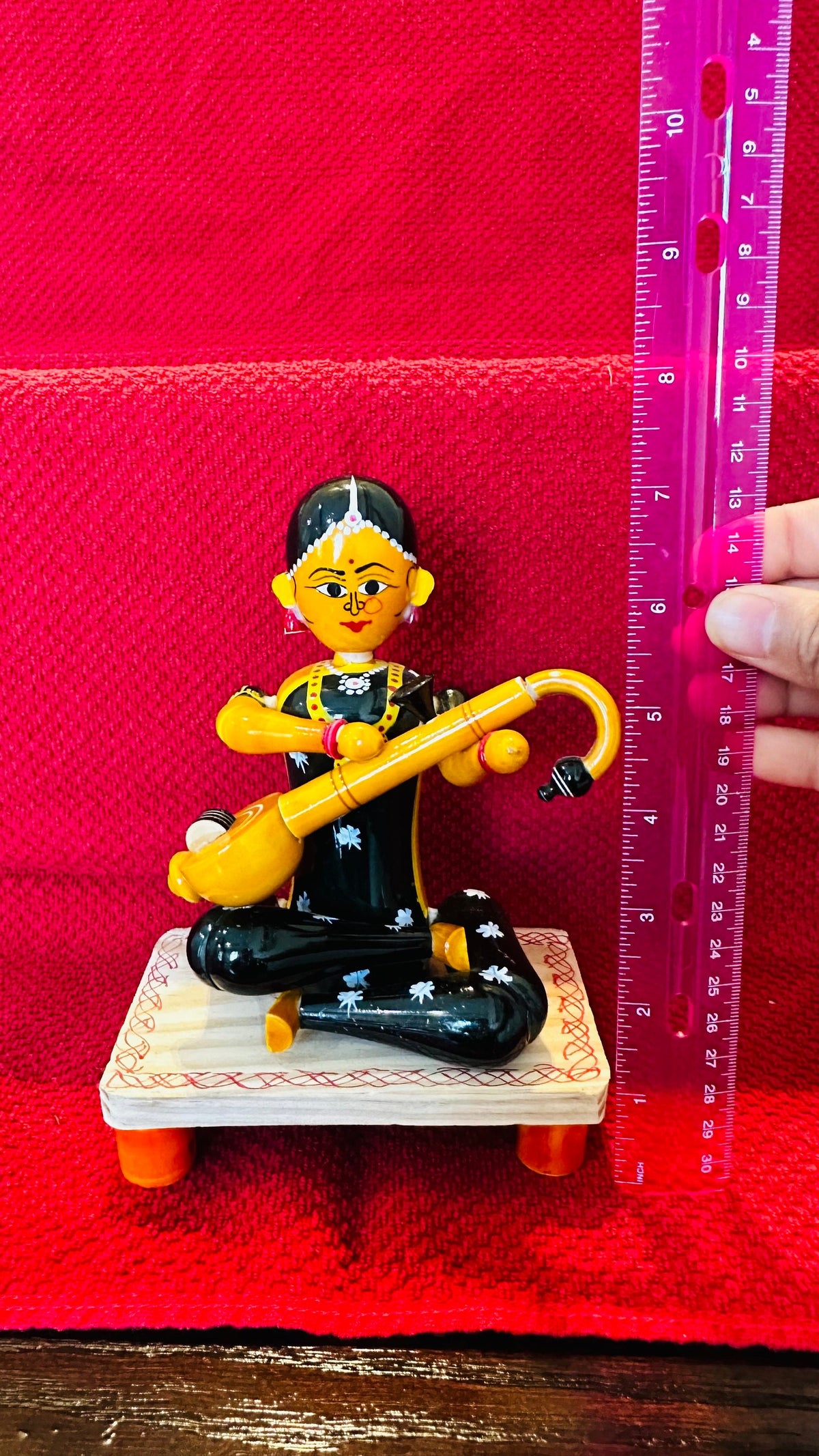 Goddess Saraswati Etikoppaka doll | Hindu Goddess of Knowledge | House Warming Gift | Home Decor