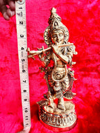 Brass Lord Krishna Statue with Flute - Pooja Mandir Decor